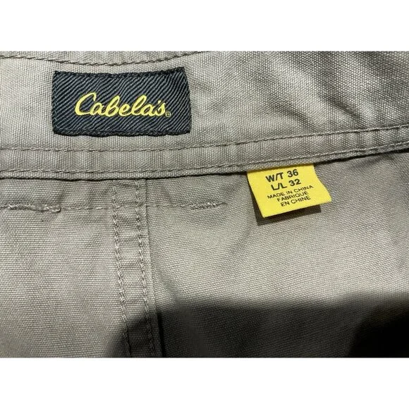 Cabelas Hiker Pant Size 36x32 (31.5 Msmt) Tan 7 Pocket Zip Button Closure - Picture 10 of 13
